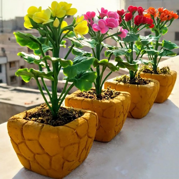 گلدان شمعدانی مینیاتوری مصنوعی در رنگ‌های مختلف